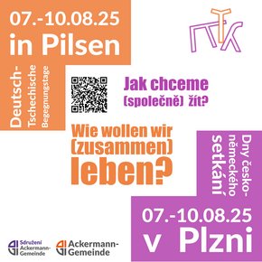 Grafik deutsch-tschechische Begegnungstage in Pilsen - 7.-10.08.2024 Wie wollen wir (zusammen) leben?